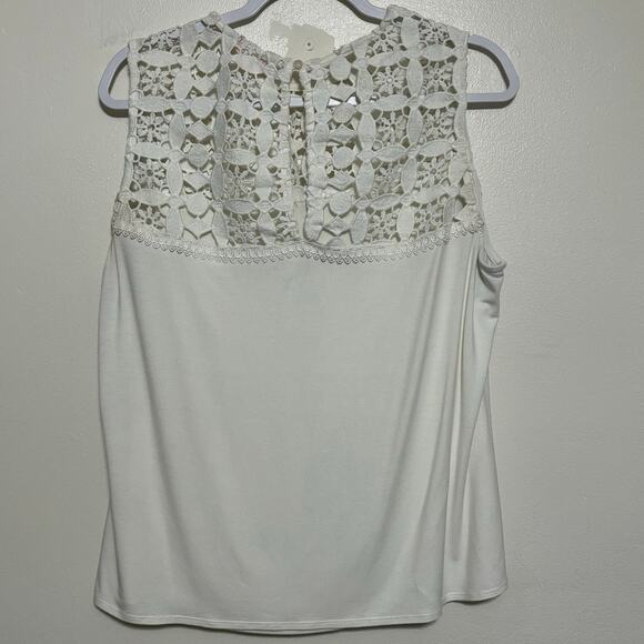 Nanette Lepore Ivory Crocheted Lace Sleeveless Top Size 1X - Picture 2 of 10